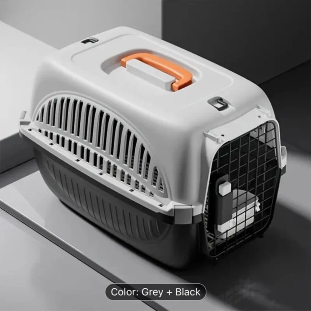 Pet Carrier with Ventilation - Grey and Black